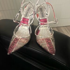 Steve Madden Newsprint Heels with Pink Highlights